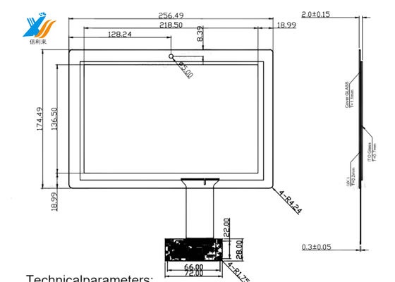 10.1 pouces de panneau tactile capacitif projeté tout en un verre ITO